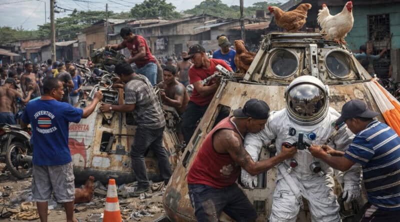 ¡DE LA LUNA AL ORIENTAL! Nave de la misión Artemis cae en Ciudad Sandino… chatarreros la desmantelan y revenden sus piezas